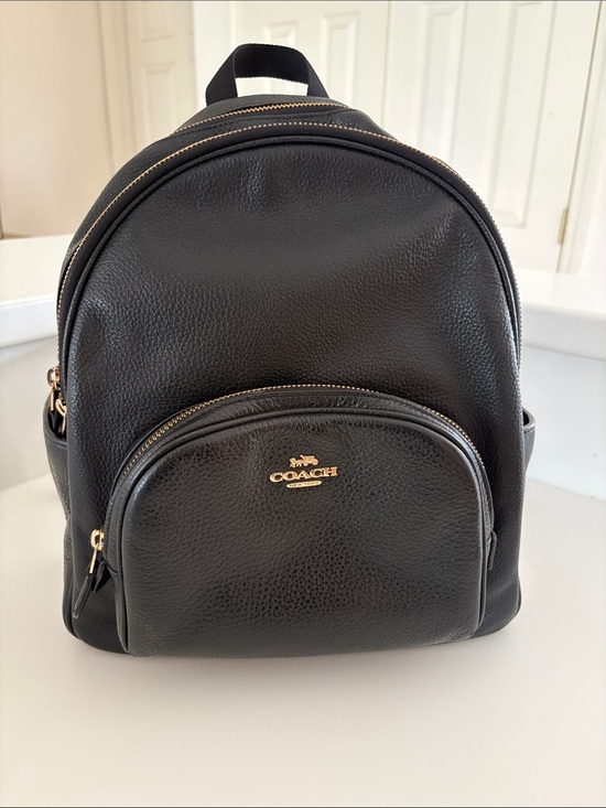 Coach Handbags - Coach Black Pebbled Leather Backpack with Gold Hardware